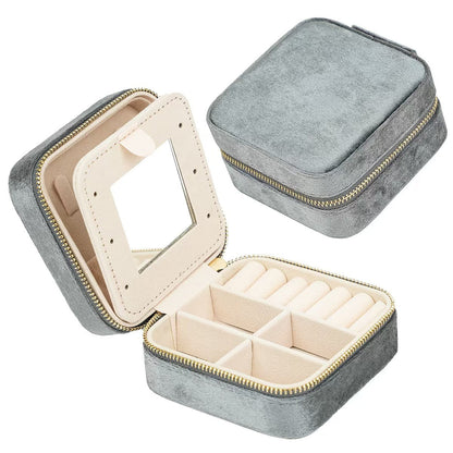 Plushed Simple Solid Color Zipper Jewelry Case