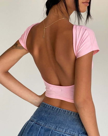 Backless Sexy Solid Color Slim Tops