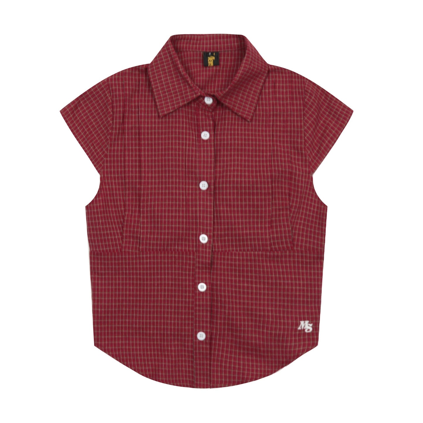 Vintage Lapel Collar Plaid Short Sleeve Top