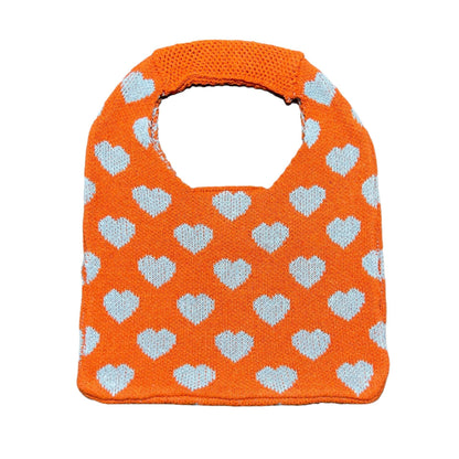 Cute Love Color Block Knit Shoulder Bag