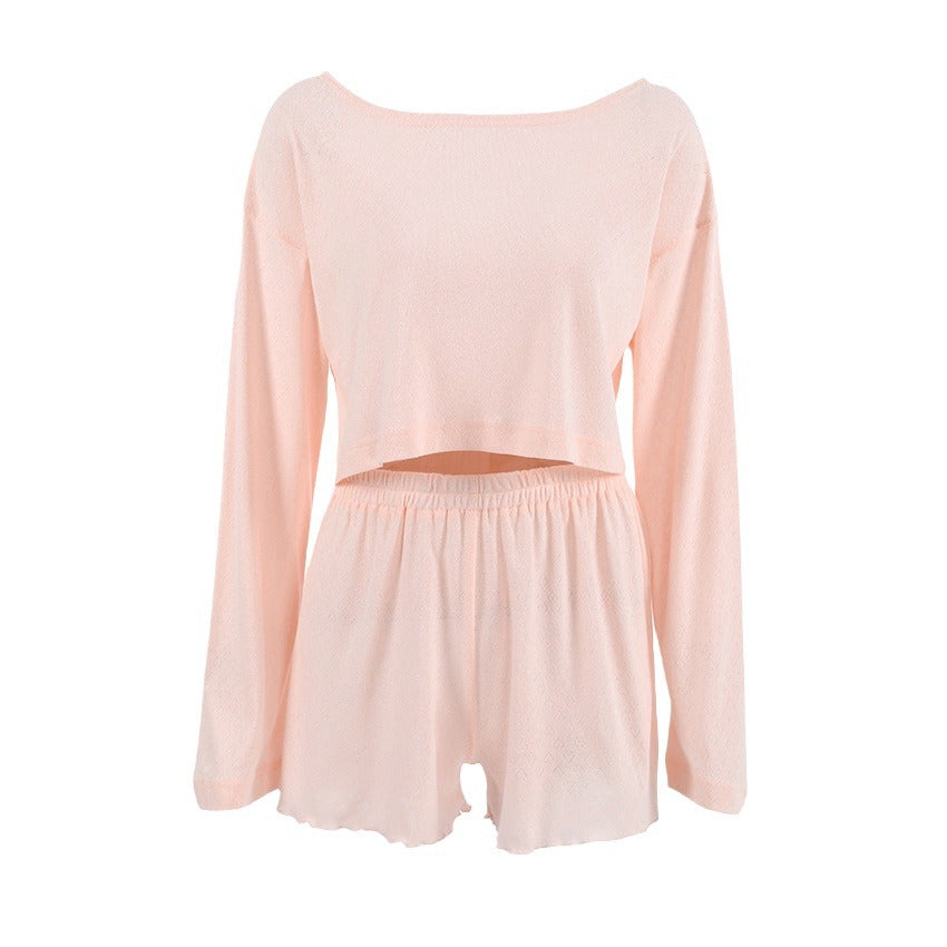 Love Jacquard Solid Color Sleepwear Sets