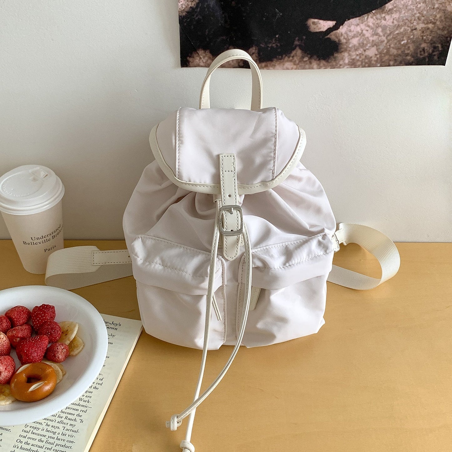 Solid Color Mini Nylon Drawstring Backpack