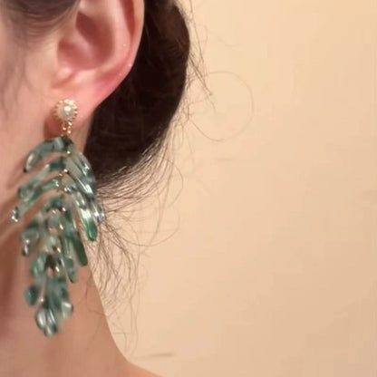 Bohemian Unique Leaf Tassel Stud Earrings