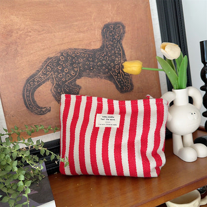 Striped Color Block Simple Make Up Bag
