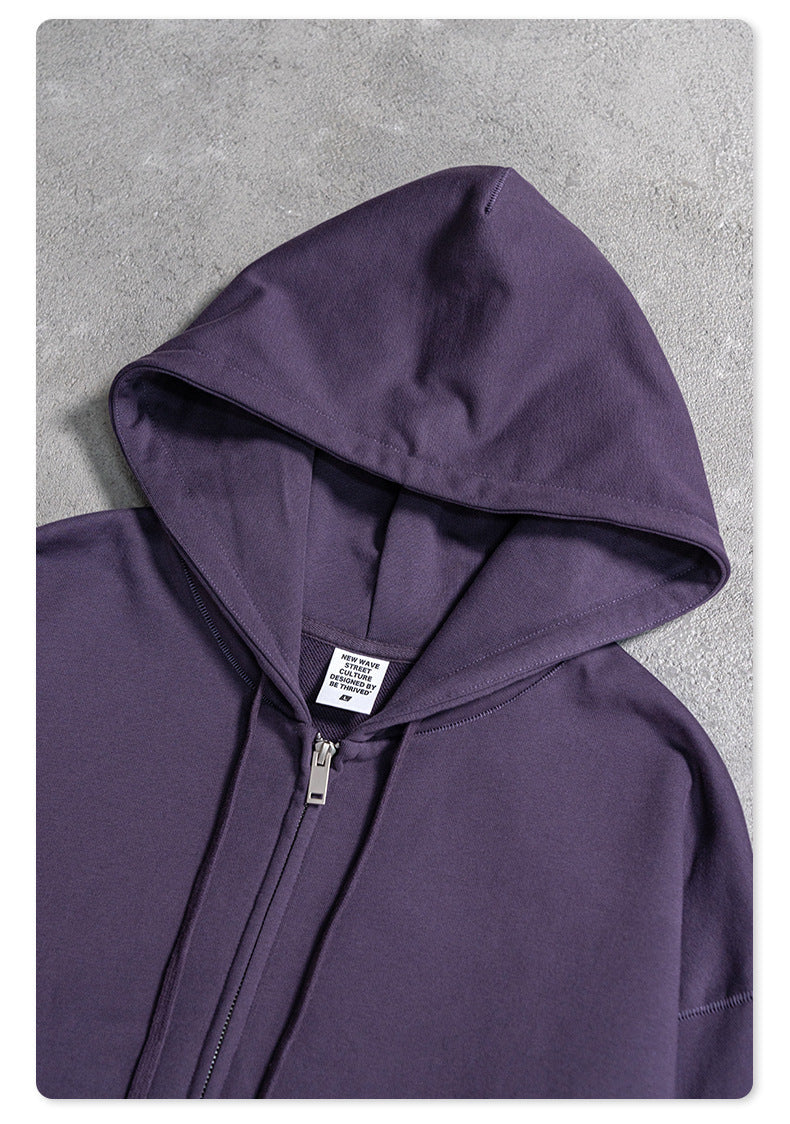 Casual Solid Color Oversize Zip-Up Hoodie