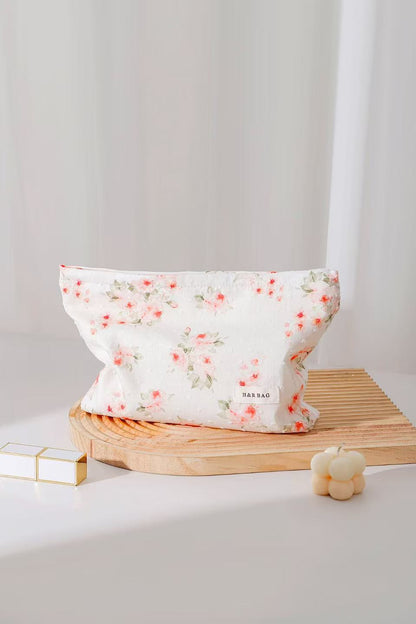 Cute Flower Printed Cotton Makeup Bag