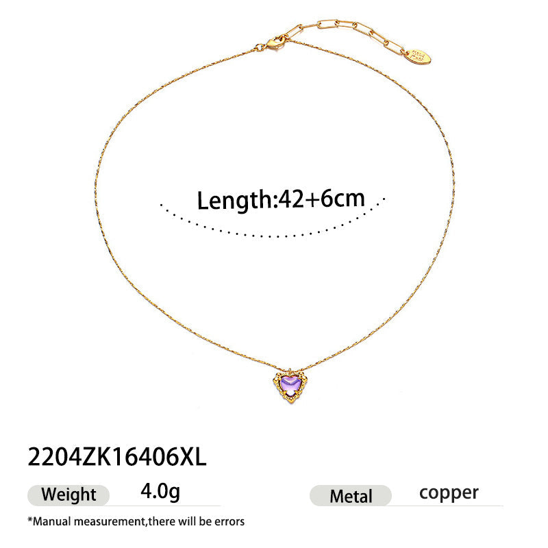 Trendy Zircon Heart Pendant Gold Plated Necklace