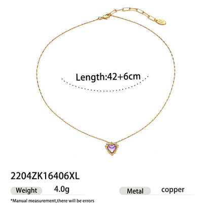 Trendy Zircon Heart Pendant Gold Plated Necklace