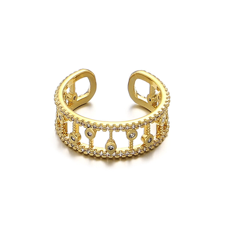 Trendy Hollow Out Zircon Star Adjustable Ring