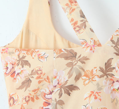 Elegant Square Neck Flower Print Maxi Dresses