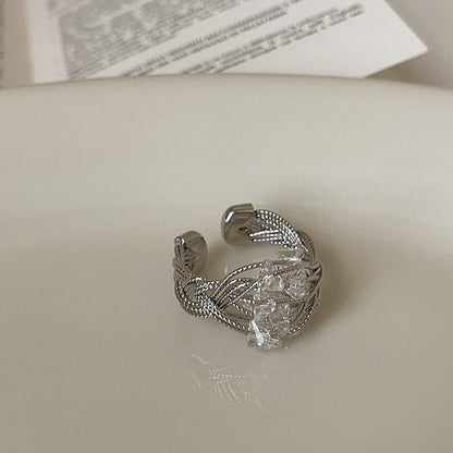 Minimalist Wrapped Wire Crystal Open Ring
