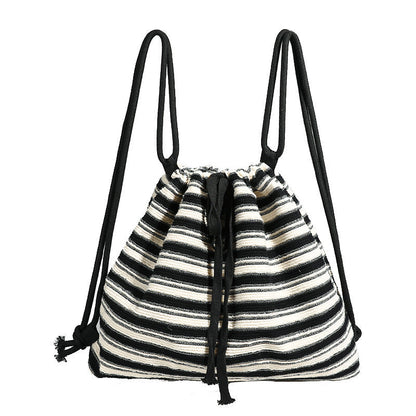 Striped Color Block Drawstring Backpack