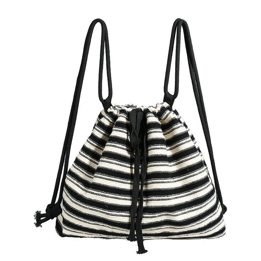 Striped Color Block Drawstring Backpack
