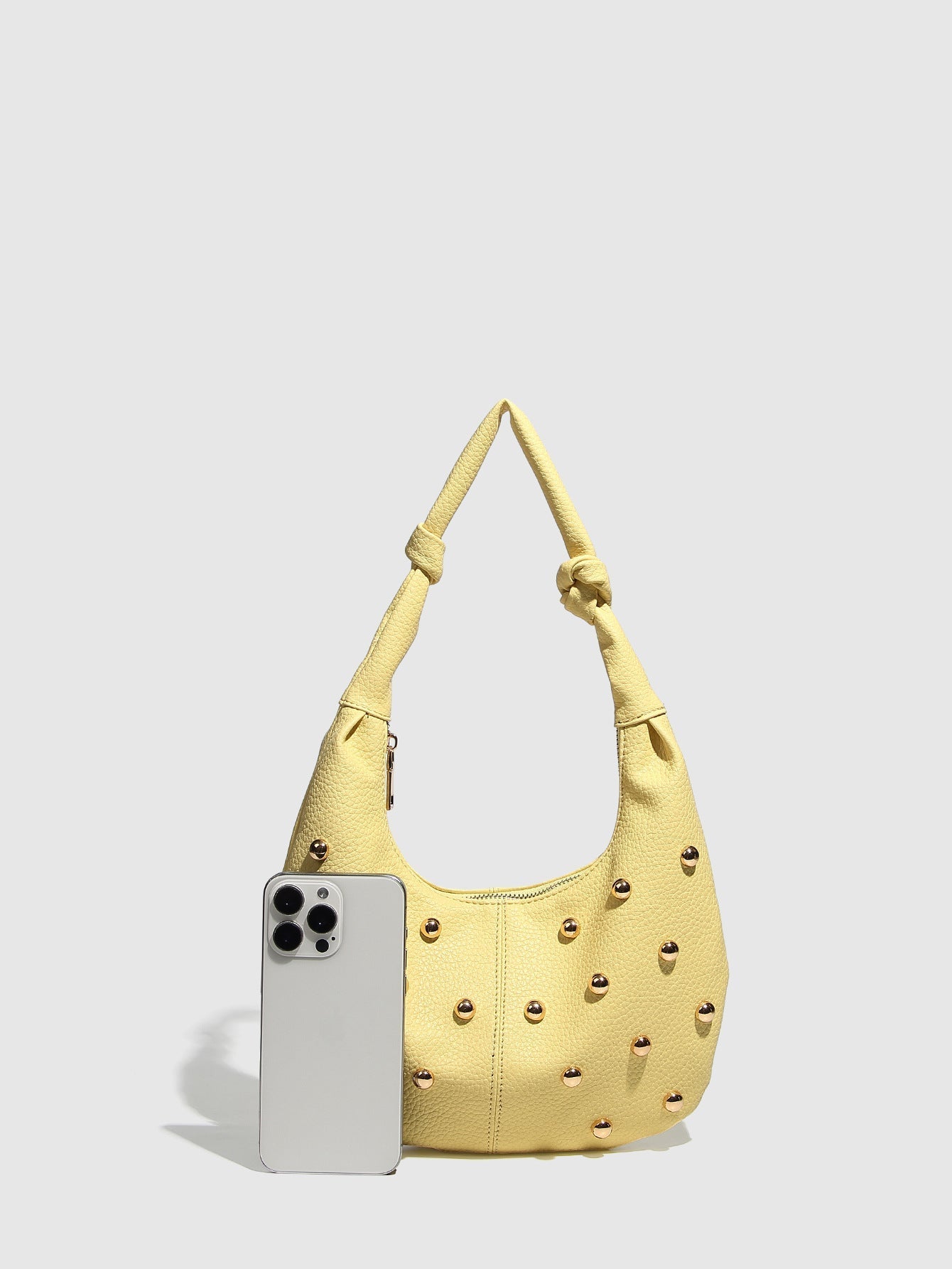 Trendy Studded Solid Color Shoulder Bag