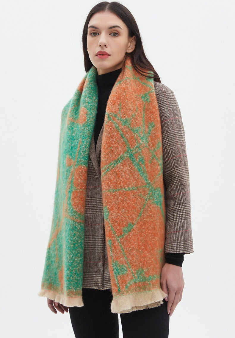 Contrasct Color Floral Print Scarves