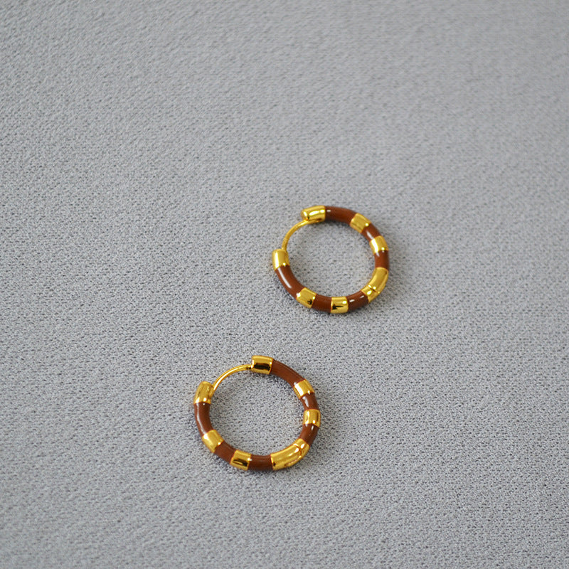 Simple Colourful Gold Plated Enamel Hoop Earrings