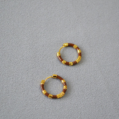 Simple Colourful Gold Plated Enamel Hoop Earrings