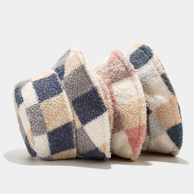 Colorful Plaid Warm Winter Bucket Hats