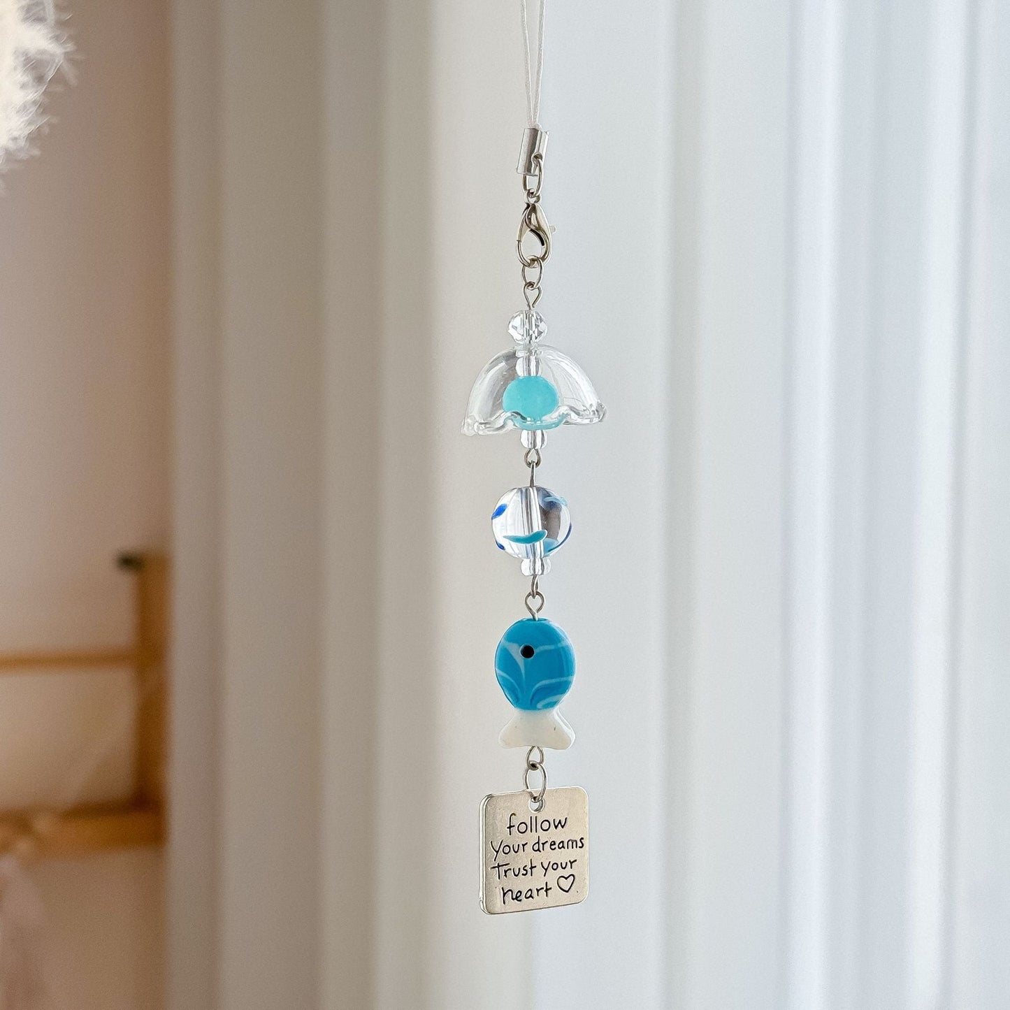 Cute Blue Fish Beaded Keychain Bag Charm