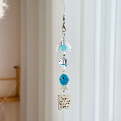 Cute Blue Fish Beaded Keychain Bag Charm