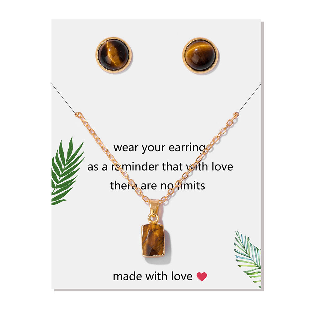 Vintage Stone Pendant Earring Necklaces Set