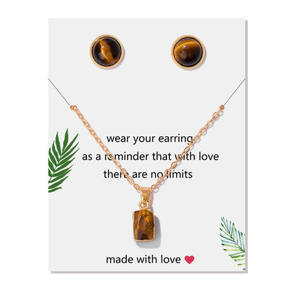 Vintage Stone Pendant Earring Necklaces Set