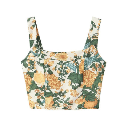 Trendy Printed Top Asymmetrical Mini Skirt Set