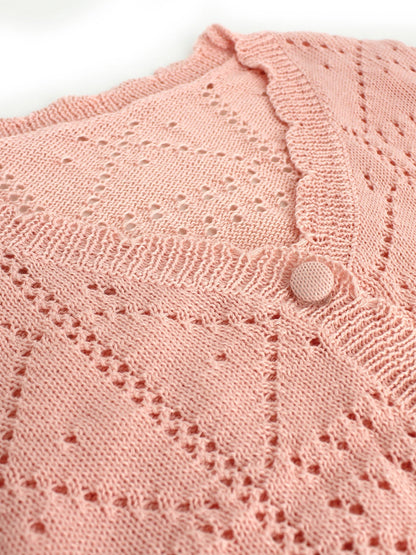 Simple V-Neck Button Down Cropped Cardigan