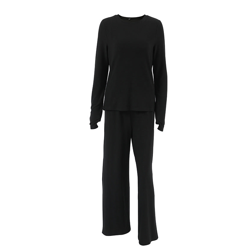 Soft Round Neck Long Sleeve Pajamas Sets