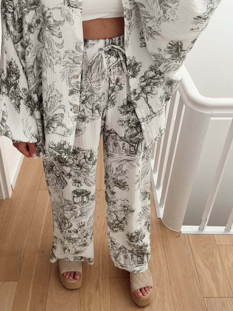 Casual Print Shirt Loose Pants Sets