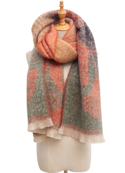 Leaf Print Gradient Color Scarves