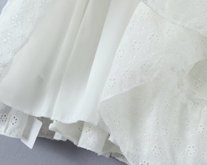 Classic Solid Color Embroidered Mini Dress