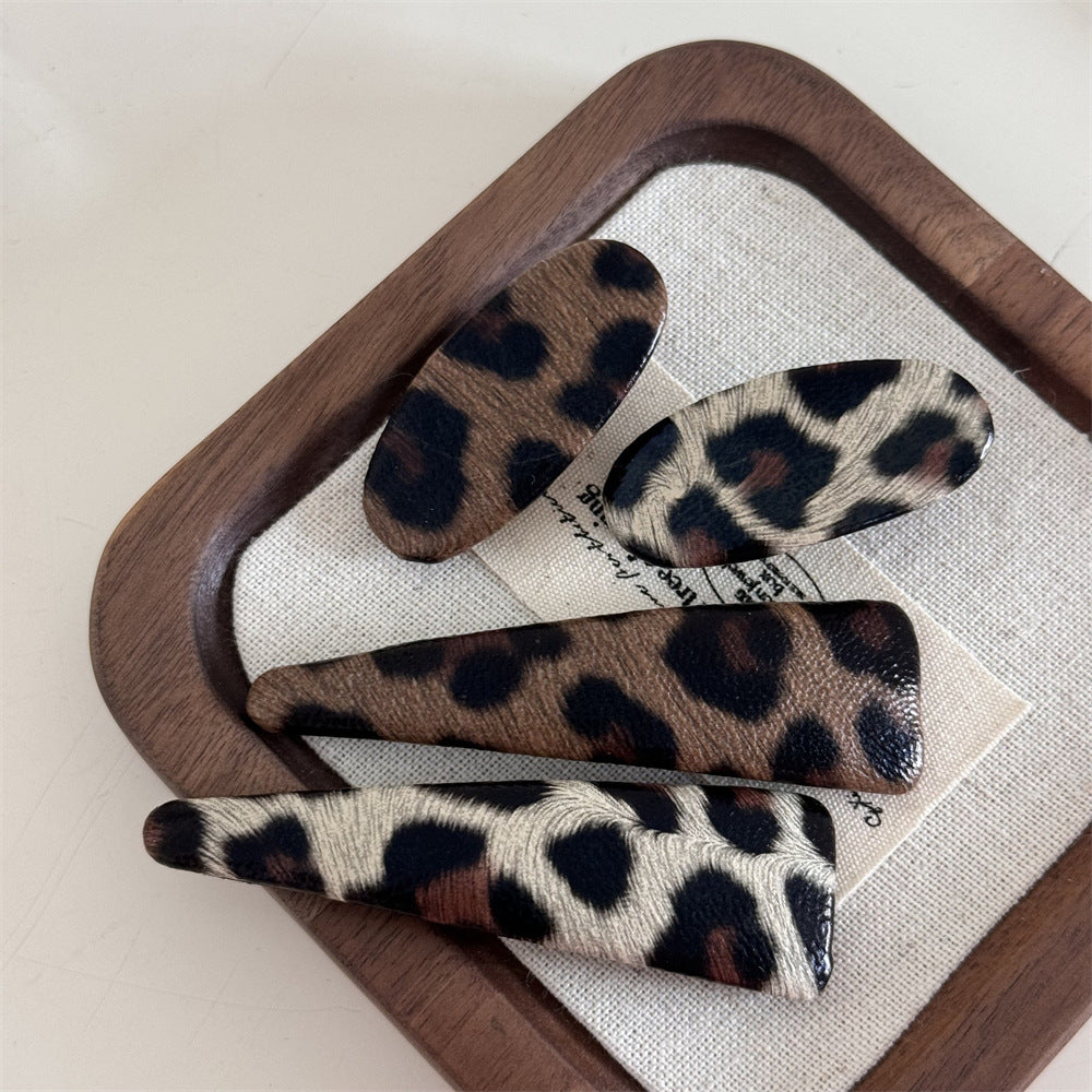 Leopard Leather Simple Hair Clips
