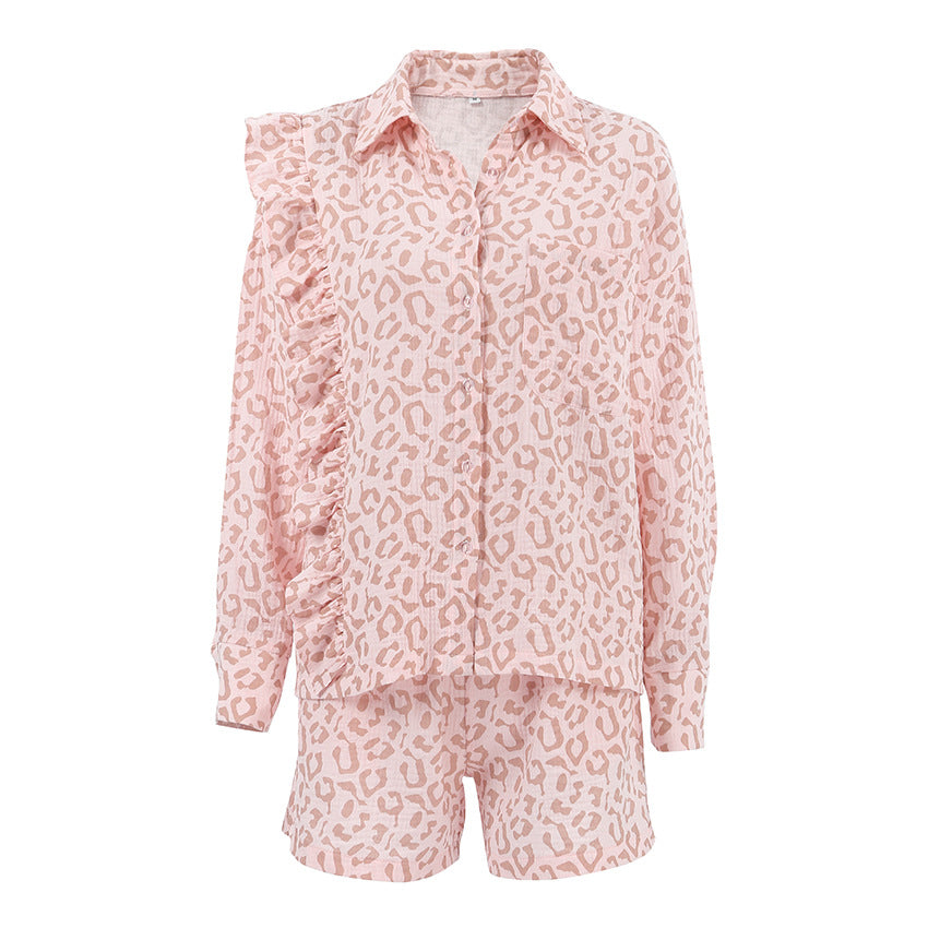 Leopard Print Flounce Homewear Sets