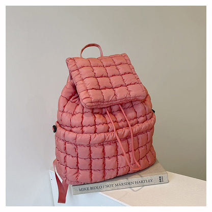 Solid Color Puffer Plaid Lightweight Shoulder Bag