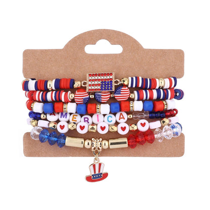 American Flag Multi-Layered Beaded Bracelet