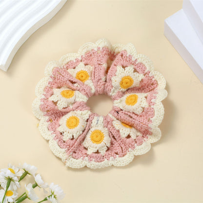 Sweet Colorful Flower Handmade Crochet Scrunchies