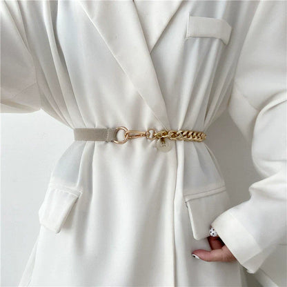 Chain Leather Splicing Simple Belt