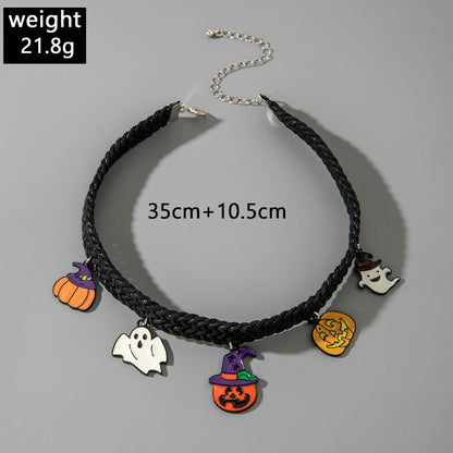 Chain Patchwork Dripping Ghost Halloween Choker