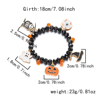 Spooky Ghost Pumpkin Spider Charm Halloween Bracelet