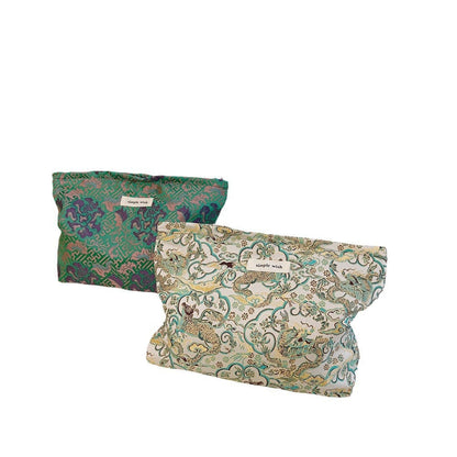 Elegant Jacquard Portable Zipper Cosmetic Bag