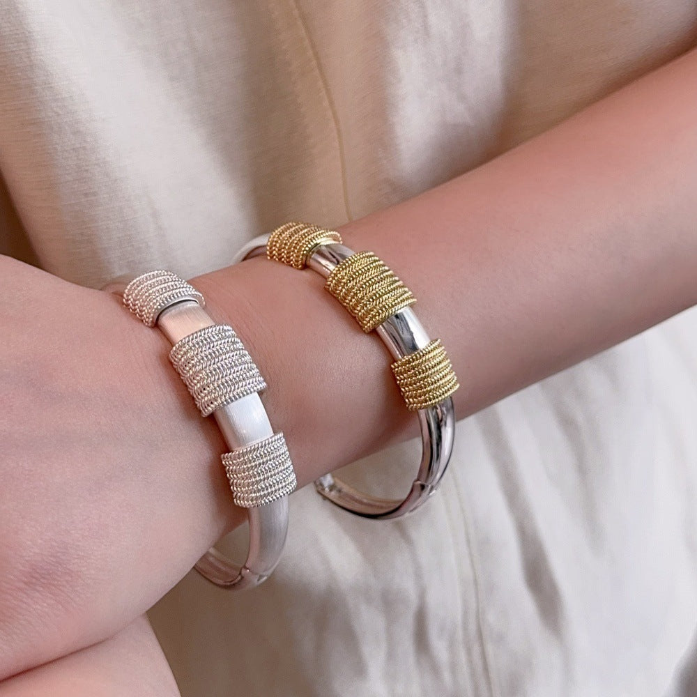 Chunky Textured Wire Twisted Bangle Bracelet