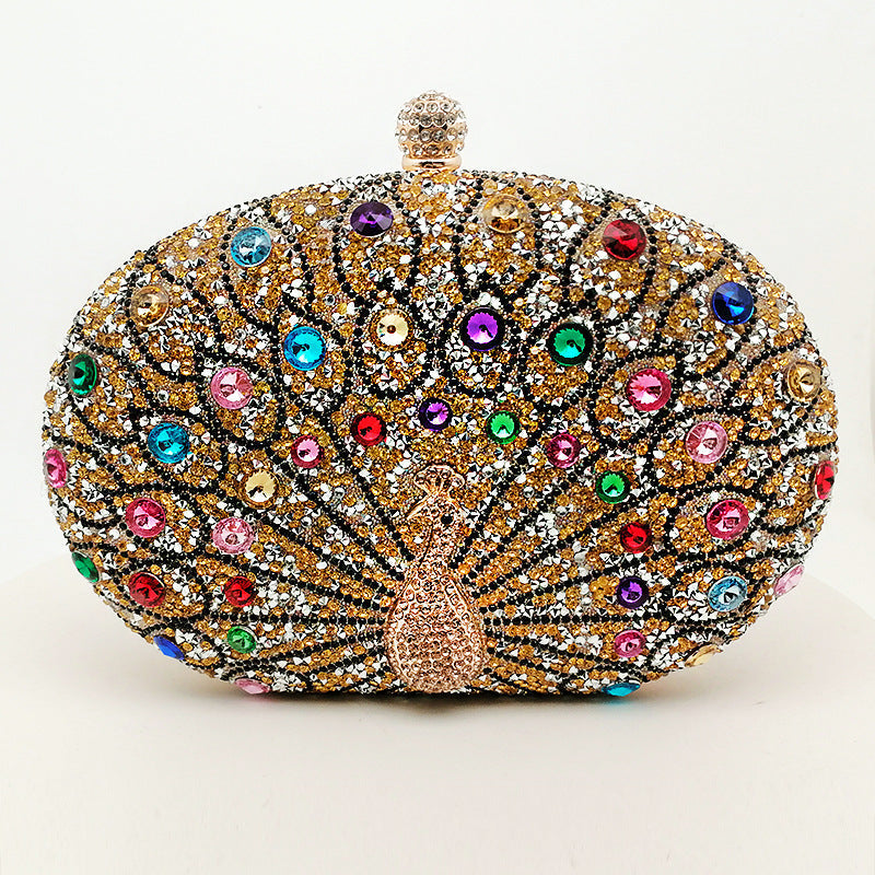 Peacock Rhinestone Elegant Party Evening Handbag