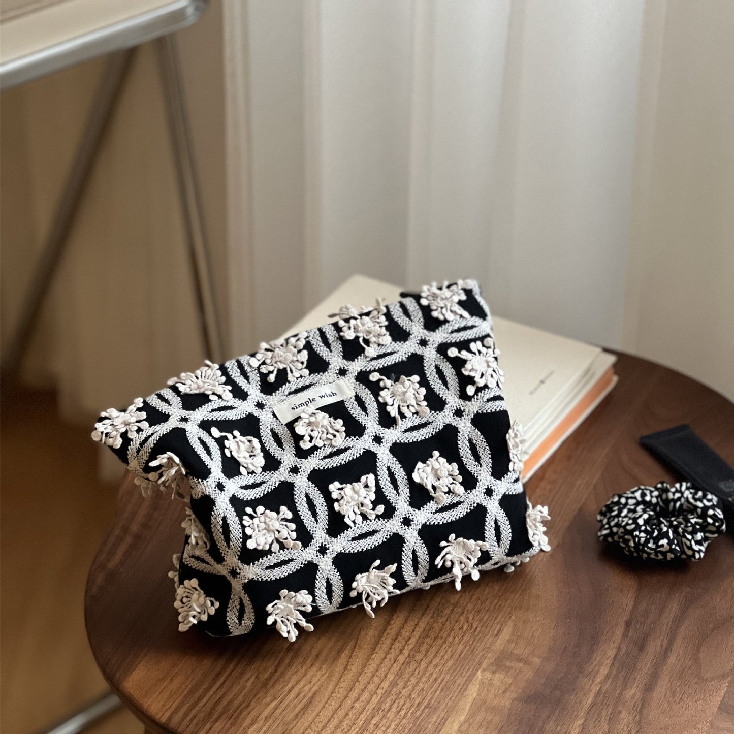 Butterfly Embroidered Square Cosmetic Bag