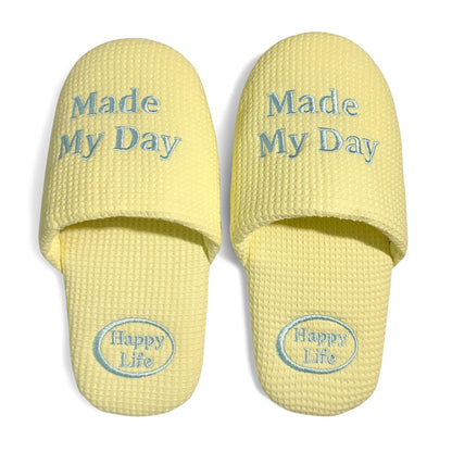 Soft Letter Embroidered Waffle Indoor Slippers