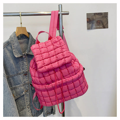 Solid Color Puffer Plaid Lightweight Shoulder Bag