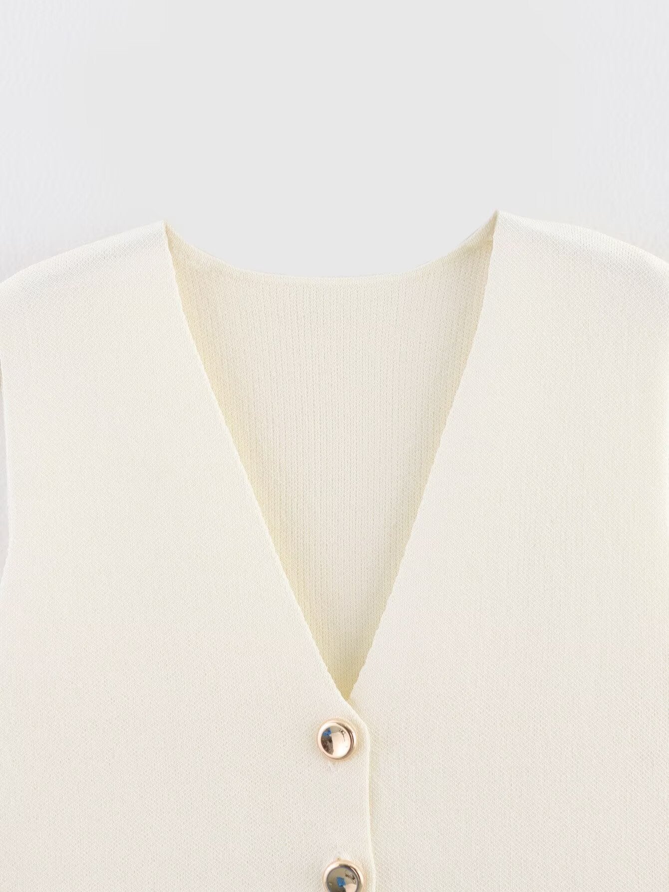 Knit Button Down Sleeveless V-Neck Tank Top