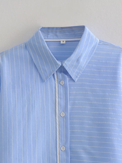 Casual Striped Shirt and Shorts Sets