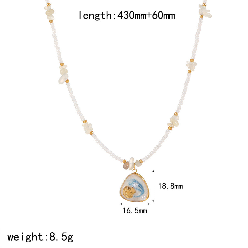 Elegant Enamel Gold Plated Pendant Necklace
