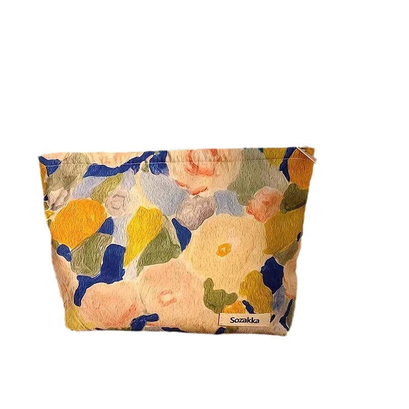 Floral Irregular Print Portable Cosmetic Bag